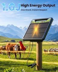 Solar Powered w/ Lithium Battery Electric Fence Charger 45 Mile Predator Control