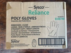 Sysco Reliance Poly Gloves Large Clear Polyethylene Powder-Free 8348740