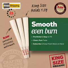 RAW Cones Organic King Size: 50 Pack – Pre Rolled 50 Count (Pack of 1), Brown