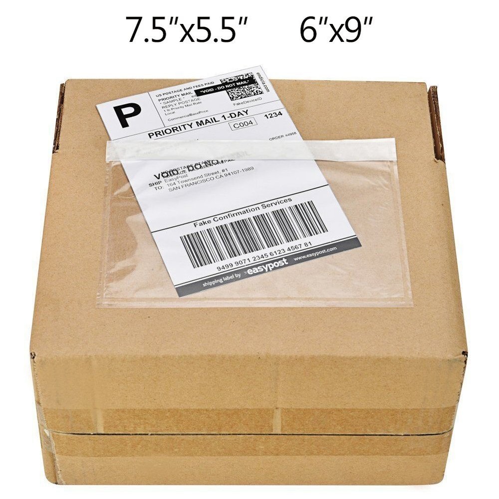 7.5”x5.5” 6”x9” Clear Packing List Invoice Shipping Label Self Envelopes Pouches