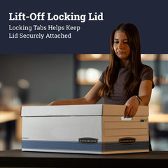 Bankers Box 12-Pack Medium Duty File Storage Boxes with 12-Pack, White/Blue