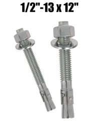 (Qty 10) 1/2-13 x 12″ Concrete Wedge Anchor Zinc Plated