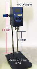 Azzota® Heavy Duty LCD Digital Overhead Stirrer, 40L, 100-2500RPM