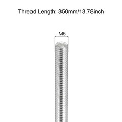 4Pcs Fully Threaded Rod M5x350mm 0.8mm Pitch 304 Stainless Steel Right Hand