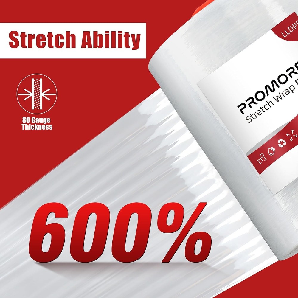Industrial Strength Mini Clear Stretch Wrap Film 2PACK 5″ x1000ft 80GuageFood.