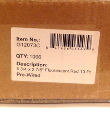 Lot of 100 5-3/4 x 2-7/8 FLUORESCENT RED Shipping Tags Pre Wired 13 Pt. G12073C