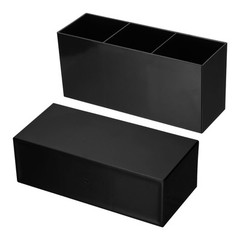 3 Compartments Clear Acrylic Pen Holder Pencil Holder Organizer Cup, Black