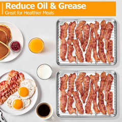 Quarter Sheet Pan with Rack Set (2 Sheets + 2 Racks), 9X13 Stainless Steel Bakin