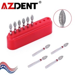 100pcs Dental Diamond Burs 368-023F FG RED Fine Grit Football High Speed Cutting
