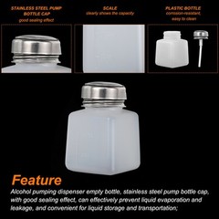 5Pack 3.4 Oz/100ml Alcohol Push Down Pump Dispenser Bottle Press White