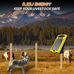 Electric Fence Charger Solar Powered 20 Miles 0.32J Livestock Energizer 24 Hour