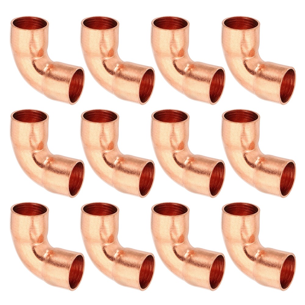 3/8″ ID 0.8mm Thick Elbow Copper Fitting 12pcs Solder Pure Copper Connector