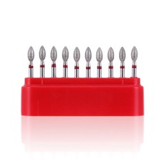 10Pcs Dental Diamond Burs FOOTBALL #368-023F FINE RED DEFEND Friction Grip