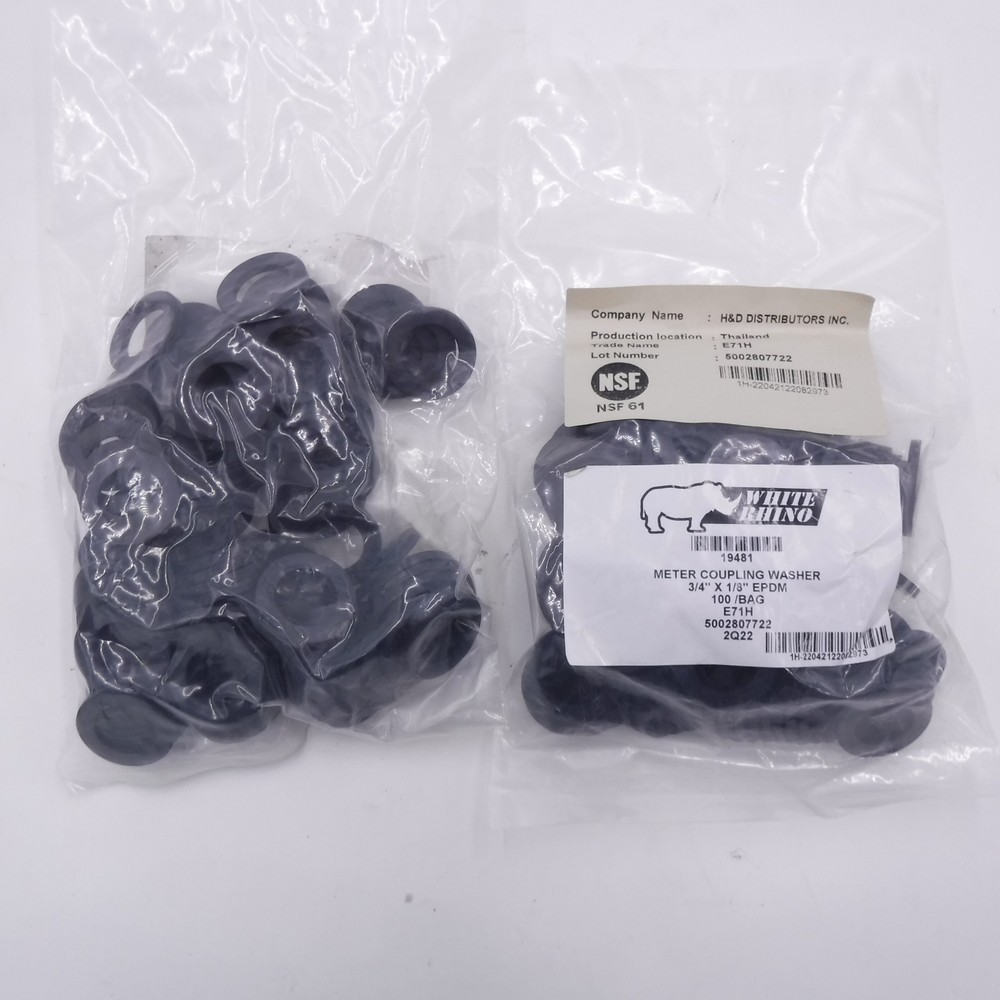 200 Pack White Rhino Meter Coupling Washer 3/4″x1/8″ EDPM 19481 E71H
