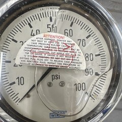WIKA Analog 0-100 PSI Air Pressure Gauge, 100 psi Max, Side/Bottom Mount