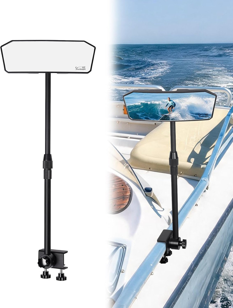 Pontoon Boat Rear View Mirror, 10.5″ X3.55″ Wide Marine Mirror with Telescoping