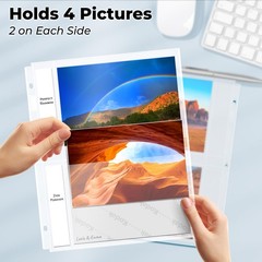 Photo Album Sleeves 2 Pocket 5 x 7 In Page Sheet Organizer 3 Ring Binder 25