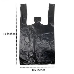 100-1000 Pc Small T-Shirt Bag Black Plastic Carry Out for Shopping 15″x 4″x 8.5″