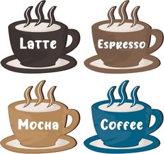 Blulu 4 Pieces Coffee Wooden Wall Art Decor Cup Signs Black