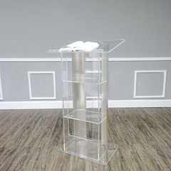 Clear Acrylic Plexiglass Podium Curved Sides Pulpit Lectern Conference