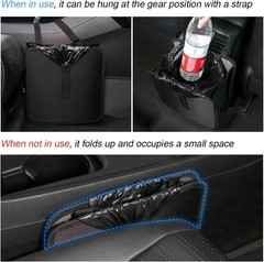 Foldable Car Trash Bin, Oxford Cloth Hanging Garbage Bag Organizer Size: Large