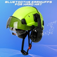 Bluetooth Hard Hat Ear Muffs, NRR 29dB Adjustable Cap-mounted Ear muff, Black