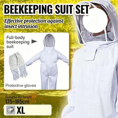 XL Bee Suit with Glove and Veil Hood for Bee Keeper Men Women Beekeeping Suit