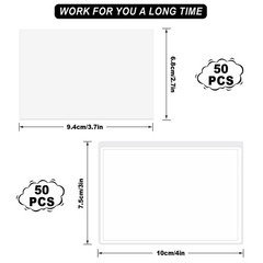 50 Pieces 3×4 inch Adhesive Plastic Pockets Sleeves with 50 Pieces White Inse…
