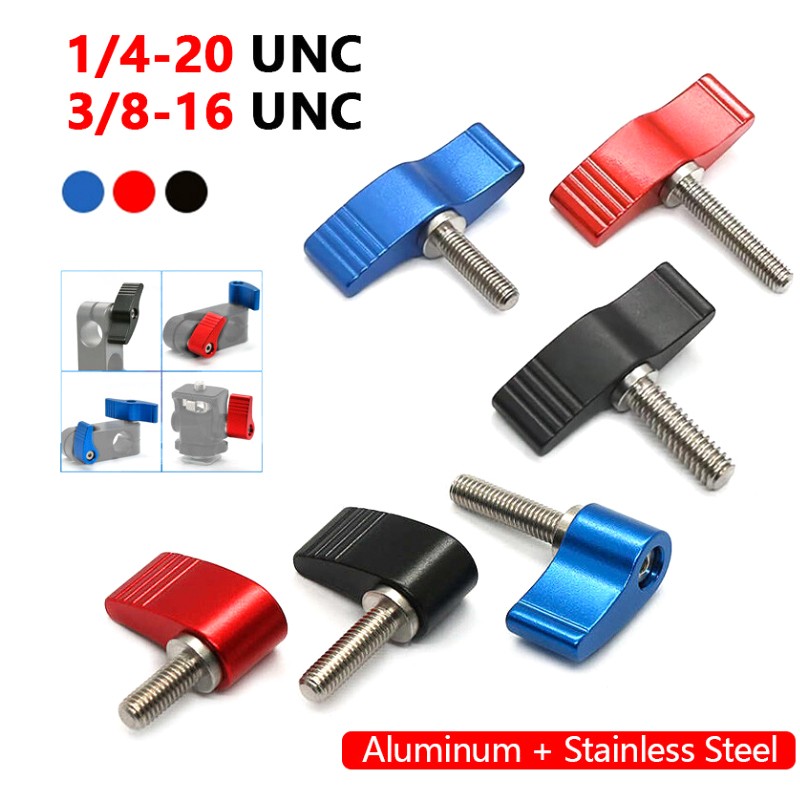1/4 3/8 UNC Adjustable Clamping Thumb Screw Wing Knob Lever Hand Grip Bolt Metal
