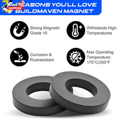Large Magnet Grade 10 Big Magnets Heavy Duty OD60 x ID32 x 10mm Strong Round (2)