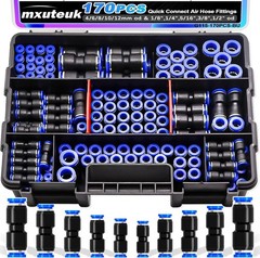170PCS Quick Connect Air Hose Fittings,1/8 1/4 5/16 3/8 1/2 inch & 4/6/8/10/12mm