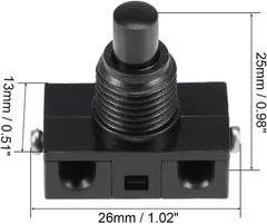 Inline Foot Pedal Push Button Switch, Ufo-Type Lamp Control, Black, 2 Pieces
