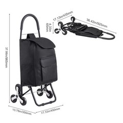 Stair Climbing Cart Foldable Shopping Cart 36L with Storage Bag 6 Wheels