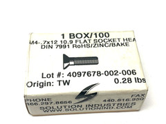 M4-.7×12 10.9 Flat Socket Head Screw DIN7991 BOX OF 100