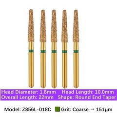 Vakker 5pc Dental Zirconica FG Diamond Burs with Holder 850 856 Round End Taper
