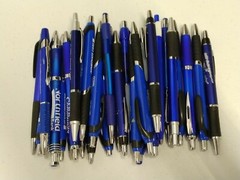 30ct Mixed Lot Misprint Retractable Click Pens: ROYAL/ DARK BLUE/ NAVY