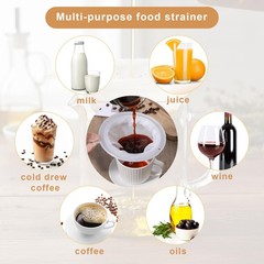 4Pcs Coffee Strainer Fine Mesh Milk Filter Nylon Medium, White