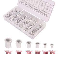Flat Head Thread Insert Nut Metric Rivet Nut Assorment Kit M3 M4 M5 M6 M8 M10