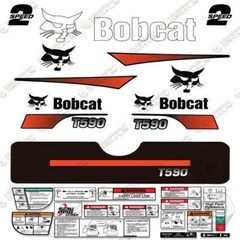 Fits Bobcat T590 Decal Kit Skid Steer (Curved Stripes)