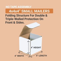BOX USA Shipping Boxes Small 4″L x 4″W x 4″H 50-Pack – 4x4x4, Oyster White