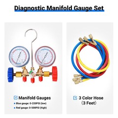 Air Conditioner Manifold Gauge Set AC A/C Charging Hose Air HVAC Kit For Car USA