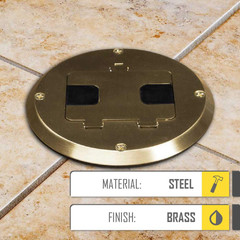 6239BP Floor Kit with Recessed Duplex 15A TR Device and Adjustable Steel Box, 1-