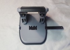 Metal Commercial Office Depot Gray 2 HOLE Punch With Paper Guide TESTED