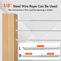 100Pack 1/8′ Left & Right Handed Thread Swage Lag Screws, T316 Stainless Steel H