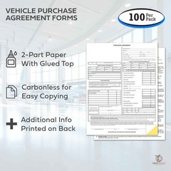 Vehicle Purchase Agreement Form (2-Part) (100 per pack)