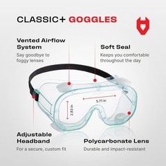 NoCry Protective Safety Lab Goggles Over Glasses with Anti-Fog Coating, Clear Sc