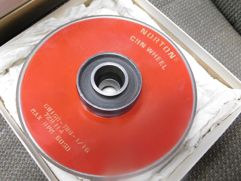 Norton CBN CB150-TBB-1/16 CBN Grinding Dish Side Wheel 6″ x 1/16″ x 1.25″