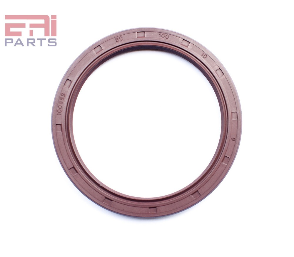 EAI 80x100x10mm FPM/FKM Oil Shaft Rotary Seal w/ Stainless Steel Spring Dbl Lip