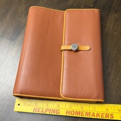 Franklin Covey Planner 7-Ring Orange Leather Classic Magnetic Snap Organizer