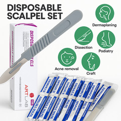 10 PK DISPOSABLE SCALPELS #22-SINGLE USE – DISSECTING, SURGICAL, DERMAPLANING